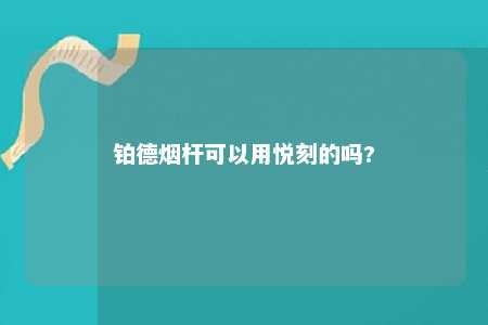 铂德烟杆可以用悦刻的吗?