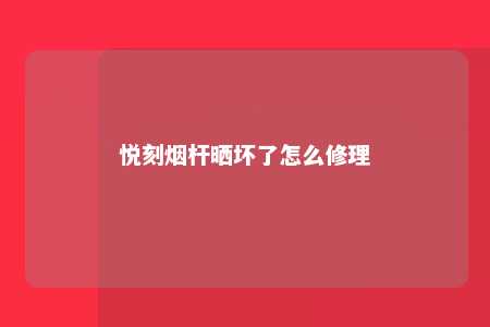 悦刻烟杆晒坏了怎么修理